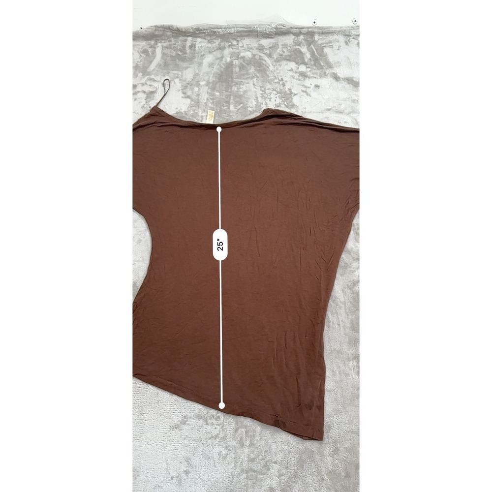 Ambiance Apparel Blouse Women's Size Large Brown Asymmetrical 1/2 Sleeve - Picture 5 of 5